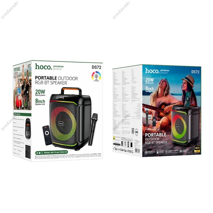Портативна колонка Bluetooth Hoco DS72 Ship outdoor RGB BT5.0 FM/USB/AUX/TF 20W Black