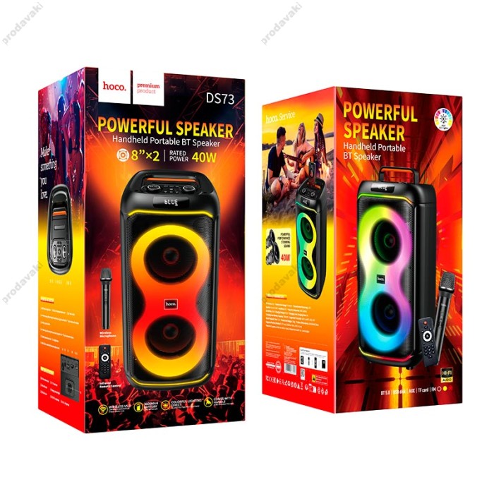 Портативна колонка Bluetooth Hoco DS73 Sound outdoor RGB BT5.0 FM/USB/AUX/TF 40W Black