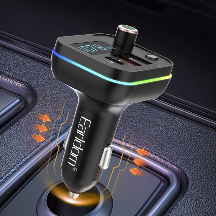 FM - трансмітер Earldom ET-M87 Car Charger 3.1A 2U 1C Black
