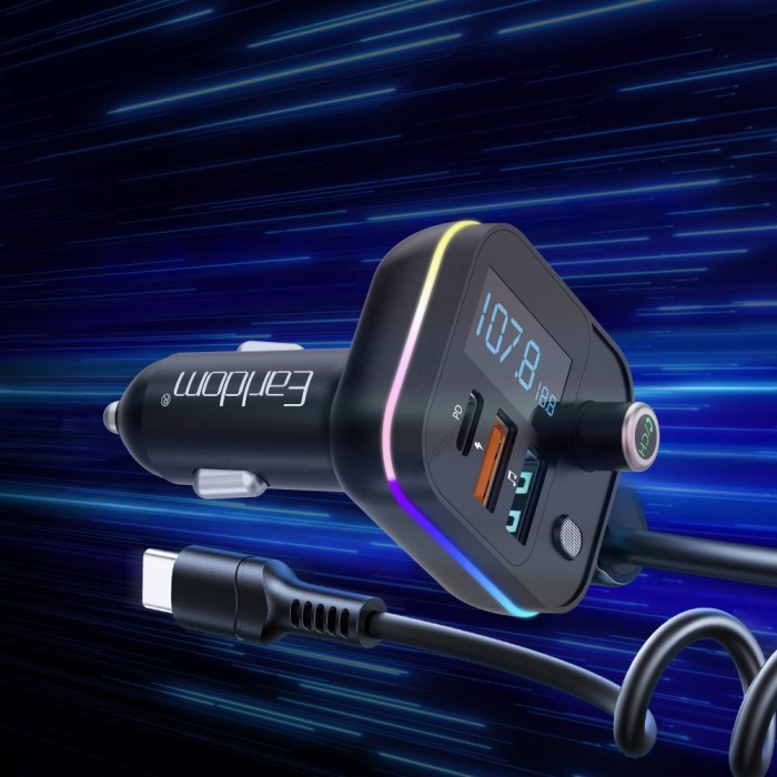 FM - трансмітер Earldom ET-M87 Car Charger 3.1A 2U 1C Black