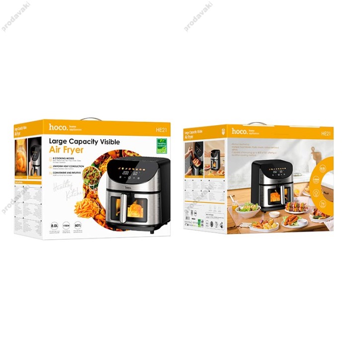 Аерогриль HOCO HE21 air fryer with touch screen and window 8L 1700W Black