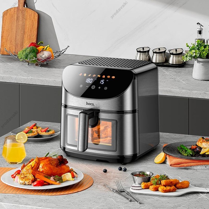 Аерогриль HOCO HE21 air fryer with touch screen and window 8L 1700W Black