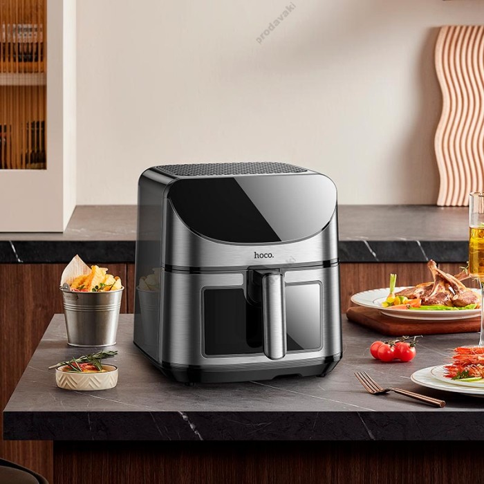 Аерогриль HOCO HE21 air fryer with touch screen and window 8L 1700W Black