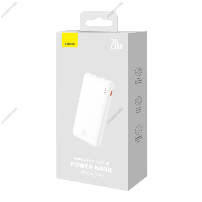 Повербанк портативний акумулятор Power bank Baseus Airpow 20W 10000 mAh White PPQD090002