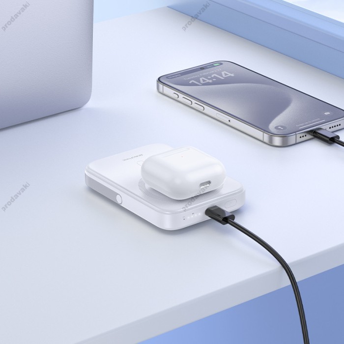 Повербанк портативний акумулятор Power bank BOROFONE BJ51 Kody MagSafe магнітний 20W 5000 mAh White