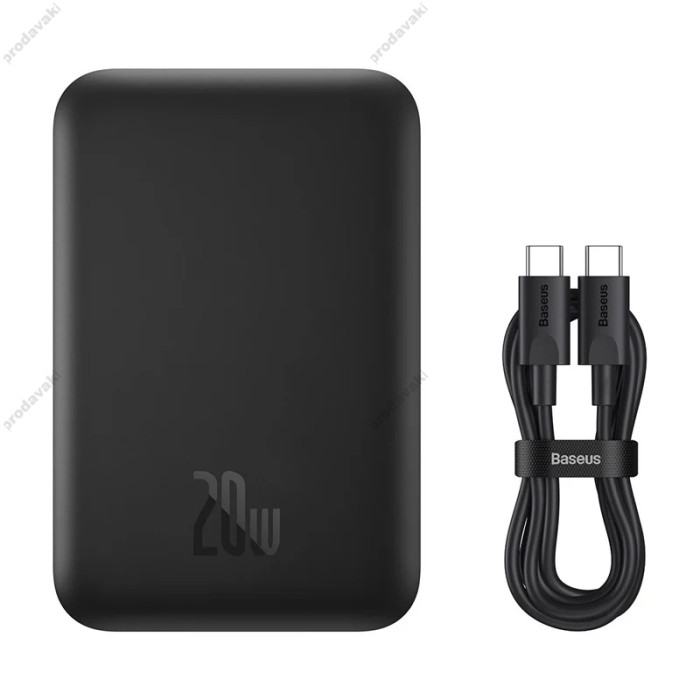 Повербанк портативний акумулятор Power bank Baseus Magnetic Mini Air MagSafe магнітний 20W 6000mAh Black