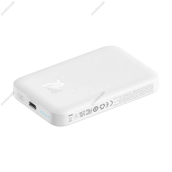 Повербанк портативний акумулятор Power bank Baseus Magnetic Mini Air MagSafe магнітний 20W 6000mAh White