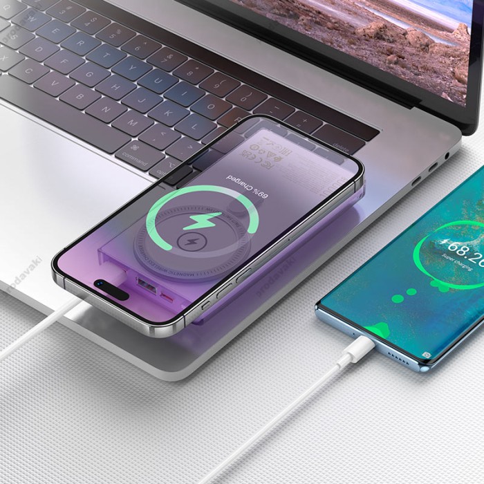 Повербанк портативний акумулятор Power Bank Hoco Q22 Taurus MagSafe 22.5W 10000 mAh Purple