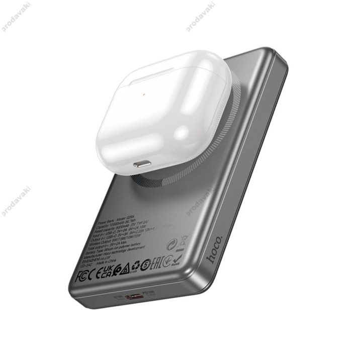 Повербанк портативний акумулятор Power bank Hoco Q26A Joy MagSafe магнітний 20W 10000 mAh Metal Grey