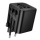 Мережевий адаптер перехідник для розеток HOCO AC29 Changer Universal conversion plug 1000W Black