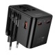 Мережевий адаптер перехідник для розеток HOCO AC31 Changer 3-port PD universal charger 1000W Black