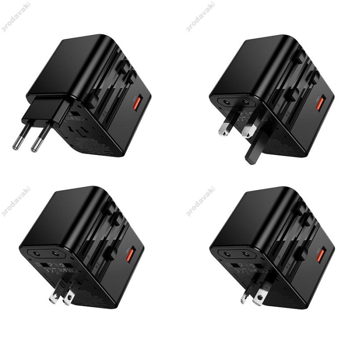 Мережевий адаптер перехідник для розеток HOCO AC31 Changer 3-port PD universal charger 1000W Black