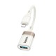 Перехідник HOCO UA39 Crystal Lightning male to USB female 2.0 adapter 480Mbps 0.125m White-gold