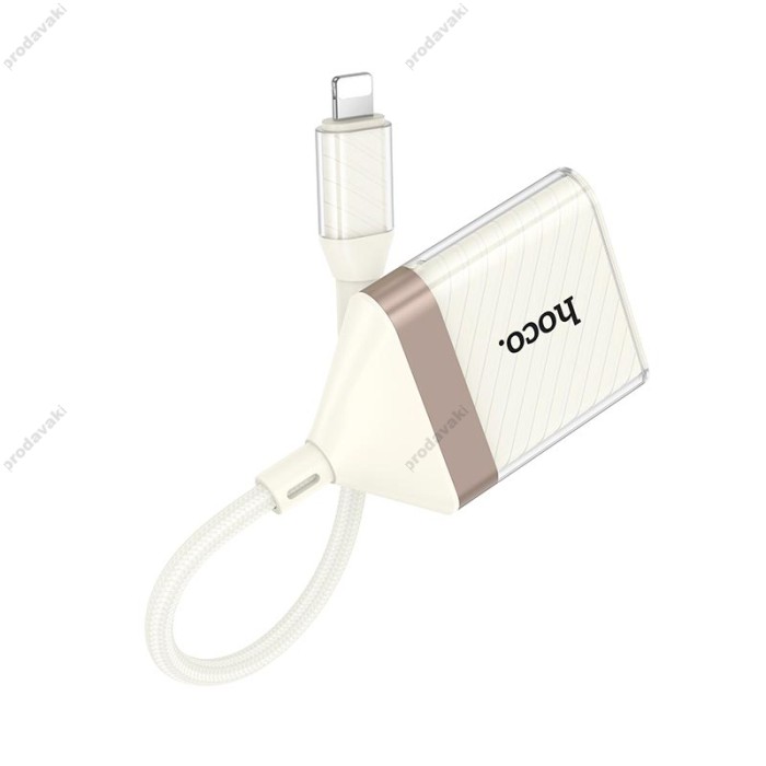 Кардрідер HOCO UA40 Crystal 2в1 card reader OTG Lightning White-gold