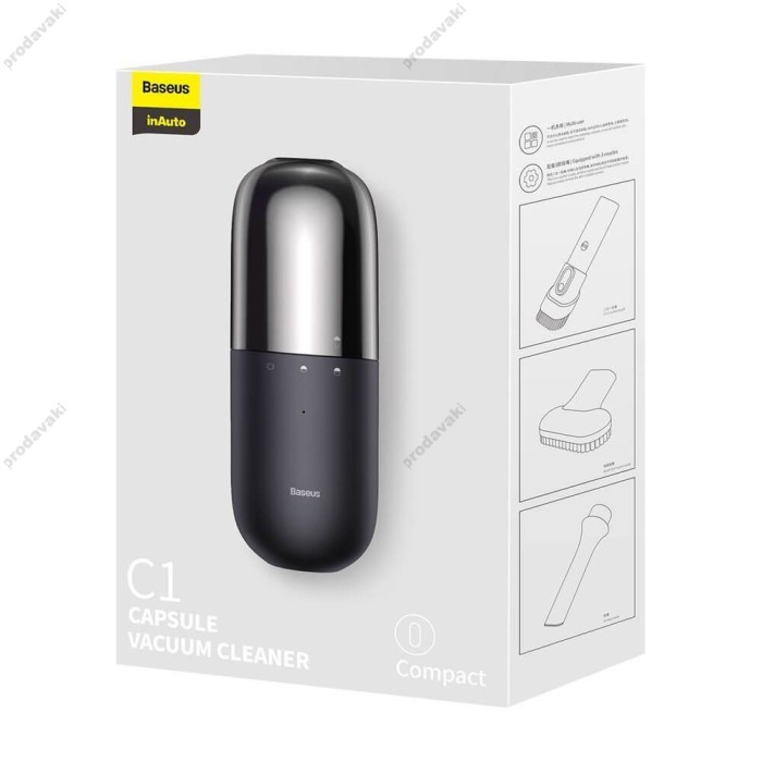 Портативний автомобільний пилосос Baseus C1 Capsule Vacuum Cleaner Black CRXCQC1-01