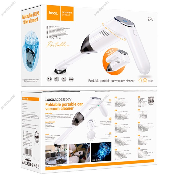Портативний автомобільний пилосос Hoco ZP6 Speed portable car Vacuum cleaner White