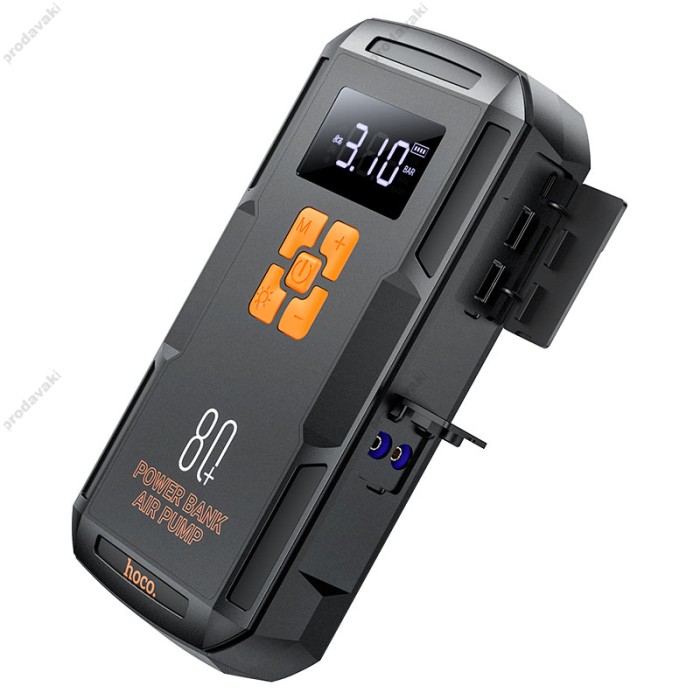 Пусковий зарядний пристрій бустер-компресор Hoco QS2 2in1 Portable Smart Jump Starter Air Pump 600A 8000mAh Black