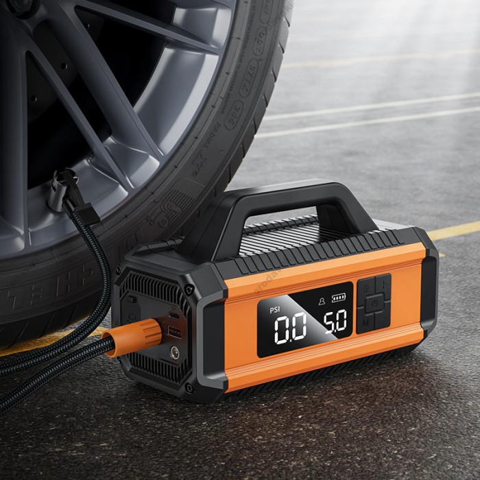 Пусковий зарядний пристрій бустер-компресор Hoco QS4 Intelligent air pump with emergency 800A 10000 mAh Black