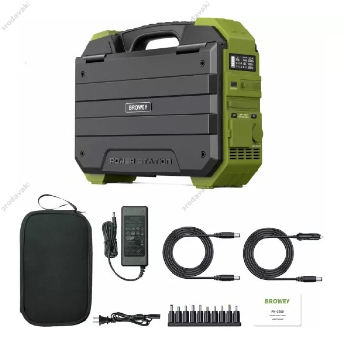 Портативна електростанція Browey Solar Panel 22w PN-600 EU Version AC/DC 2USB/Type-C 600W Green