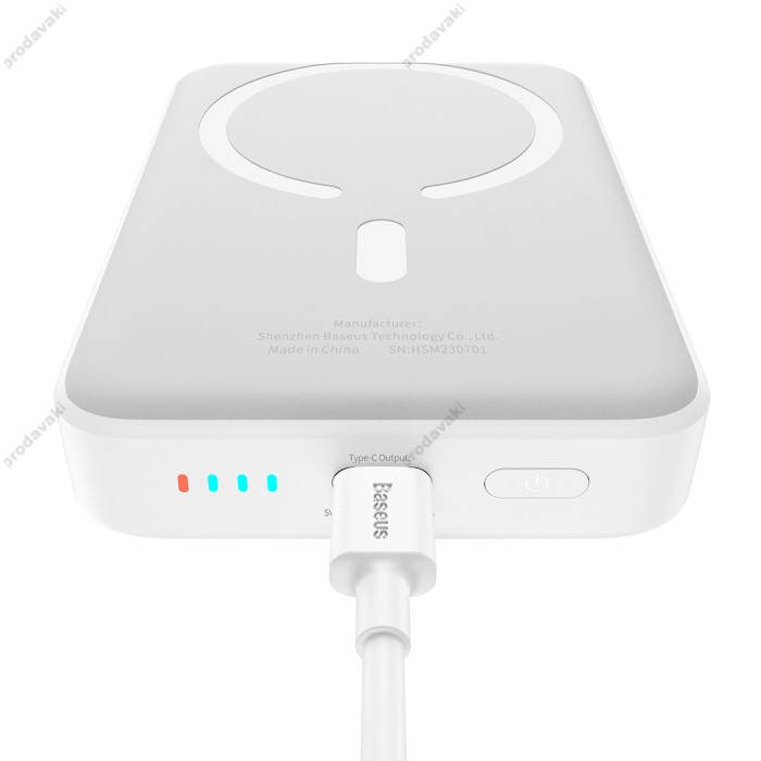 Повербанк портативний акумулятор Power Bank Baseus Magnetic Mini Air MagSafe магнітний 20W 10000 mAh White