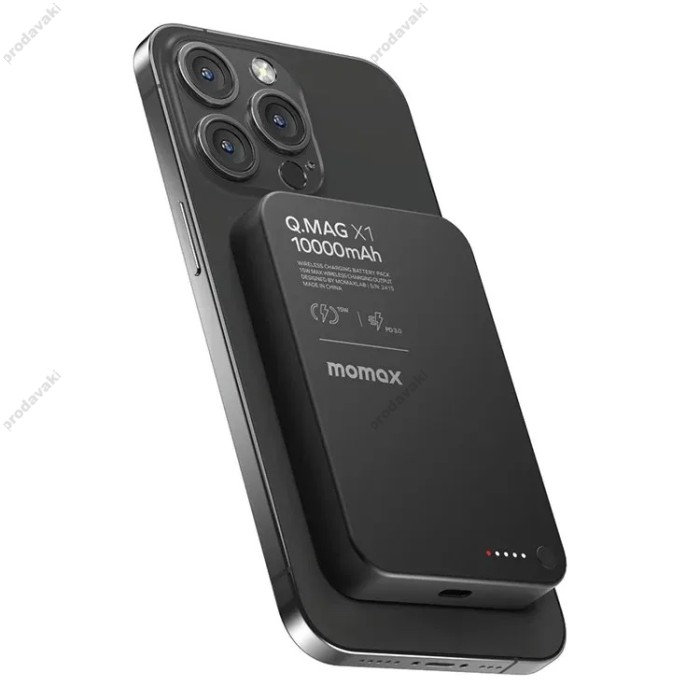 Повербанк портативний акумулятор Power bank Momax Q.Mag X1 MagSafe магнітний 10000 mAh Black