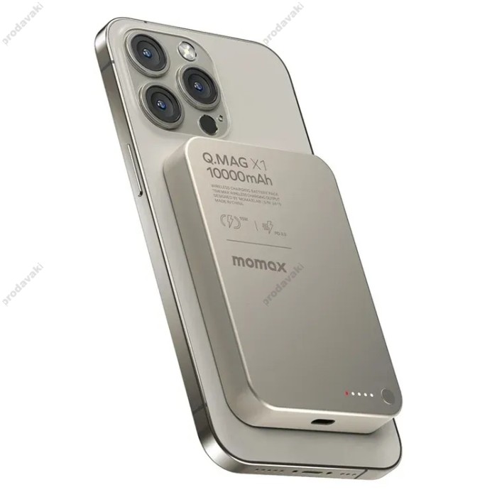 Повербанк портативний акумулятор Power bank Momax Q.Mag X1 MagSafe магнітний 10000 mAh Titanium