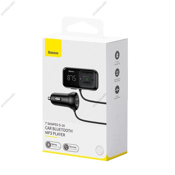 FM - трансмітер Baseus S-16 Wireless MP3 Car Charger AUX, MP3, TF-card Black (CCTM-E01)
