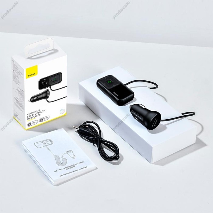 FM - трансмітер Baseus S-16 Wireless MP3 Car Charger AUX, MP3, TF-card Black (CCTM-E01)