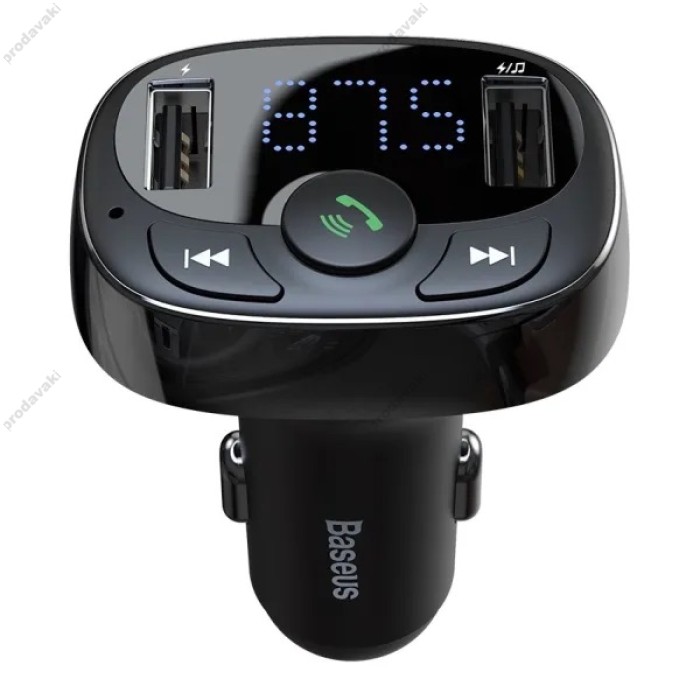 FM - трансмітер Baseus S-09A T-typed Bluetooth MP3 Car Charger Black (CCTM-01)