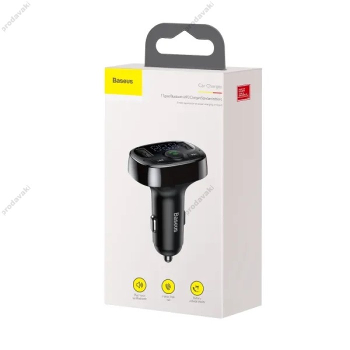 FM - трансмітер Baseus S-09A T-typed Bluetooth MP3 Car Charger Black (CCTM-01)