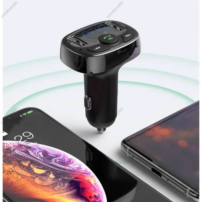 FM - трансмітер Baseus S-09A T-typed Bluetooth MP3 Car Charger Black (CCTM-01)