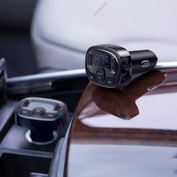 FM - трансмітер Baseus S-09A T-typed Bluetooth MP3 Car Charger Black (CCTM-01)