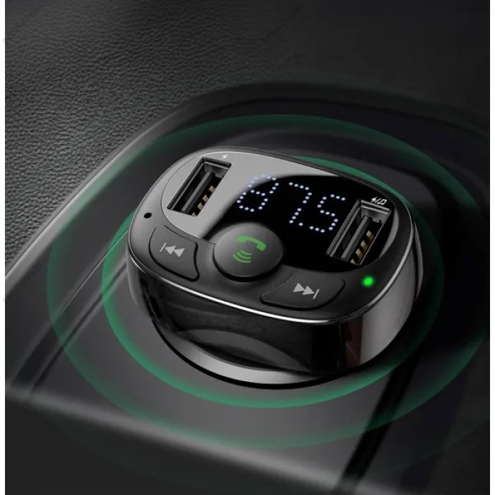 FM - трансмітер Baseus S-09A T-typed Bluetooth MP3 Car Charger Black (CCTM-01)