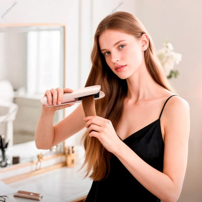 Бездротова плойка для волосся Hoco HP46 Explicit electric hair straightener Pink