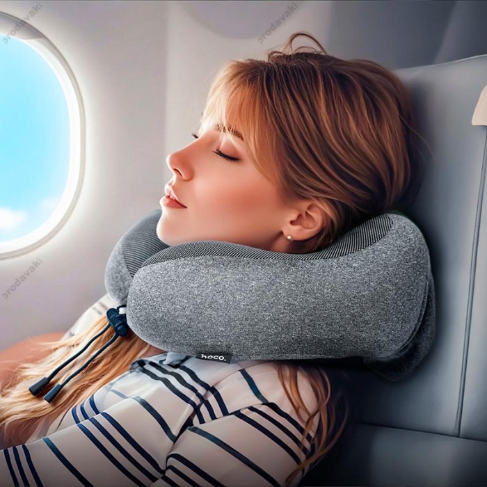 Подушка Hoco HX70 slow rebound memory foam U-shaped pillow Grey