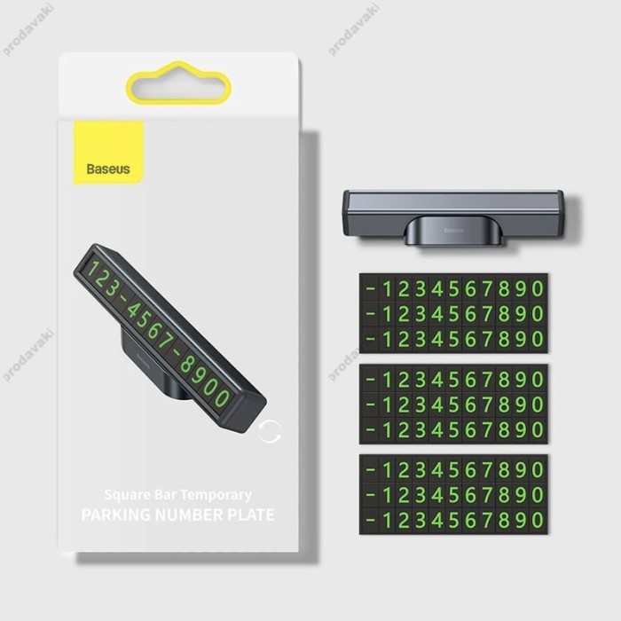 Автовізитка тимчасова карта паркування Baseus Square Bar Temporary Parking Number Plate Black CNFT000001