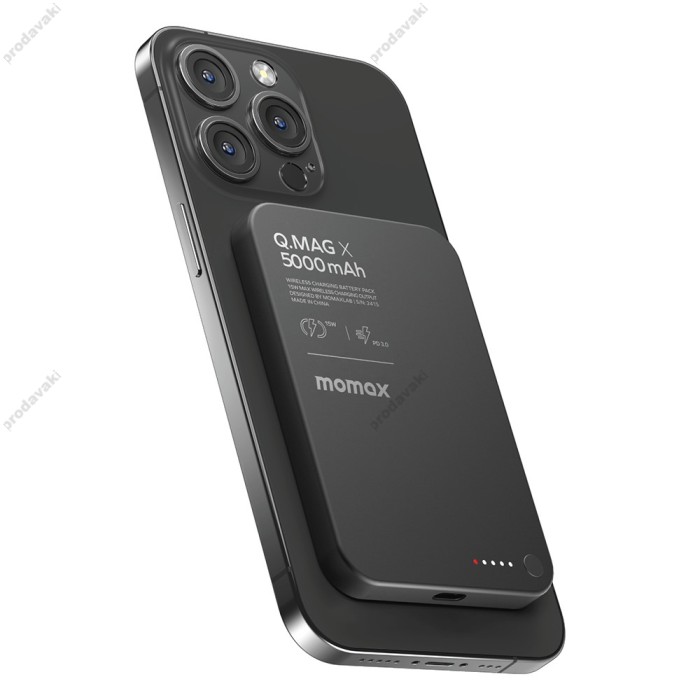 Повербанк портативний акумулятор Power bank Momax Q.Mag X MagSafe магнітний 5000 mAh Black