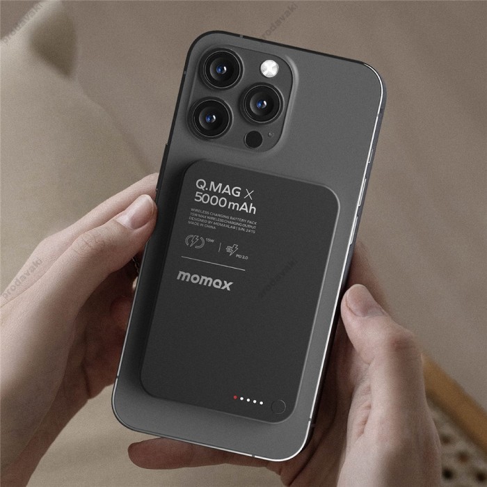 Повербанк портативний акумулятор Power bank Momax Q.Mag X MagSafe магнітний 5000 mAh Black