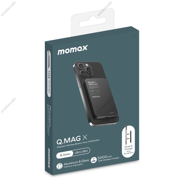 Повербанк портативний акумулятор Power bank Momax Q.Mag X MagSafe магнітний 5000 mAh Black