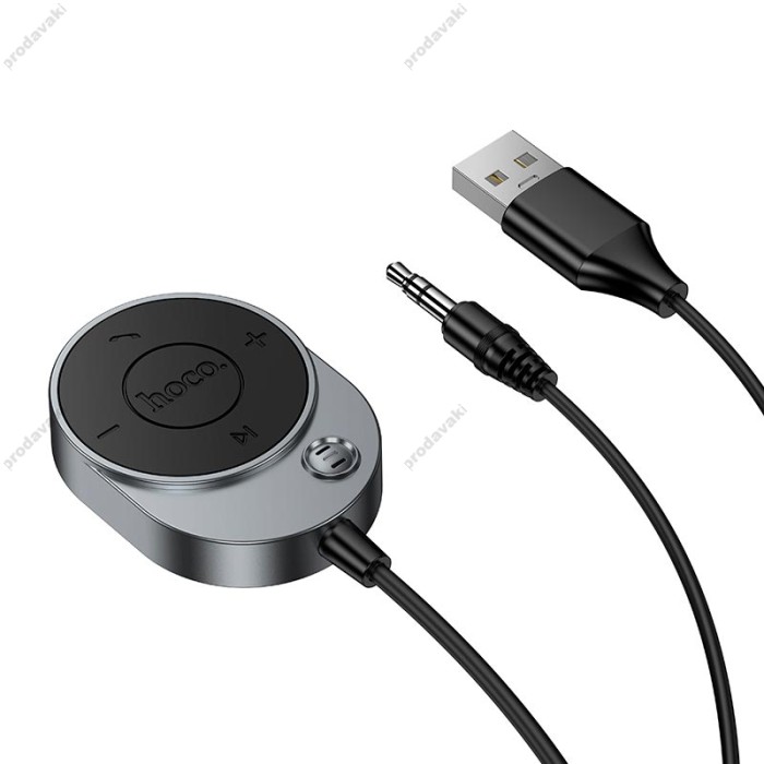 Автомобільний Bluetooth адаптер HOCO E150 Path car AUX BT receiver with cable BT5.4 Black