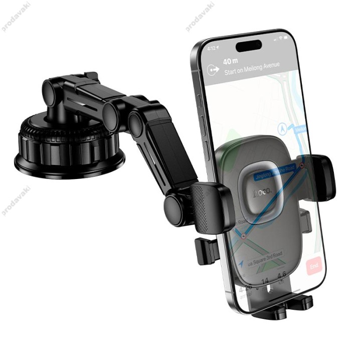 Автомобільний тримач Hoco H89 Crown large suction cup car holder (center console) Black