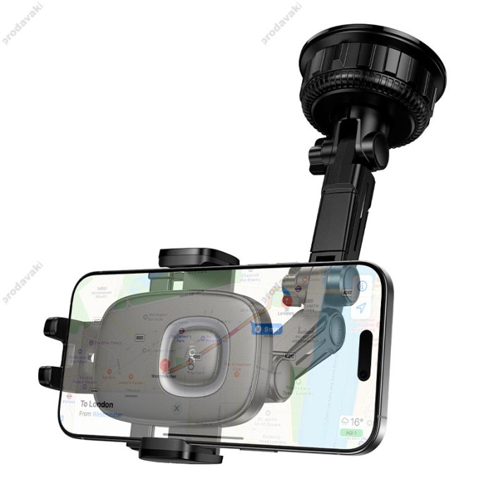 Автомобільний тримач Hoco H89 Crown large suction cup car holder (center console) Black