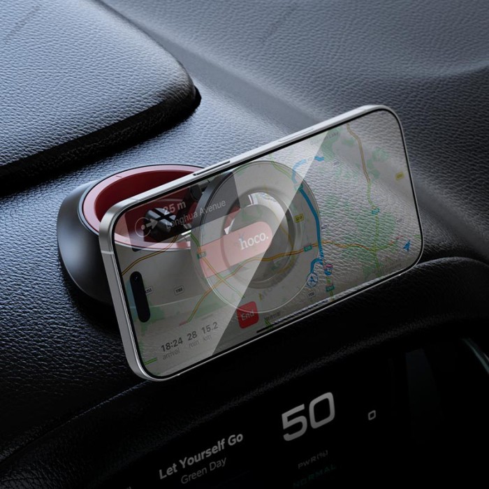 Автомобільний тримач Hoco H90 Tower folding ring magnetic car holder (dashboard) Black
