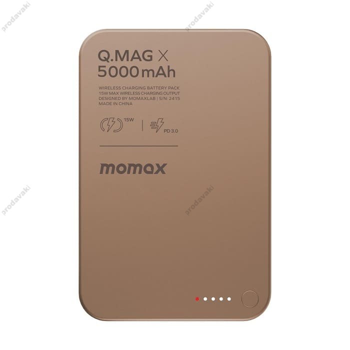 Повербанк портативний акумулятор Power bank Momax Q.Mag X MagSafe магнітний 5000 mAh Sandstone