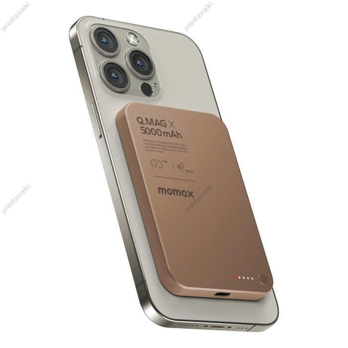 Повербанк портативний акумулятор Power bank Momax Q.Mag X MagSafe магнітний 5000 mAh Sandstone