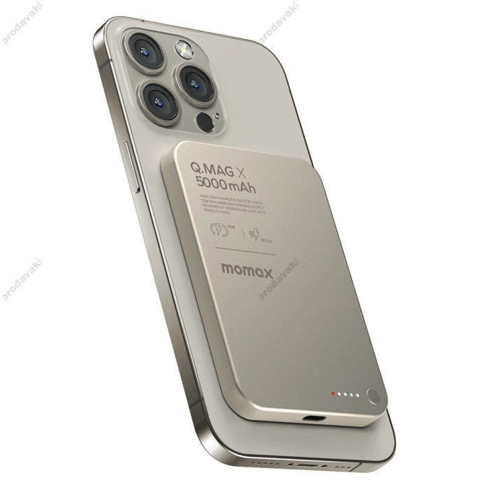 Повербанк портативний акумулятор Power bank Momax Q.Mag X MagSafe магнітний 5000 mAh Titanium