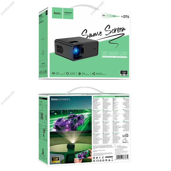 Проектор Hoco DT6 Wireless Projector (720P same screen version) Black