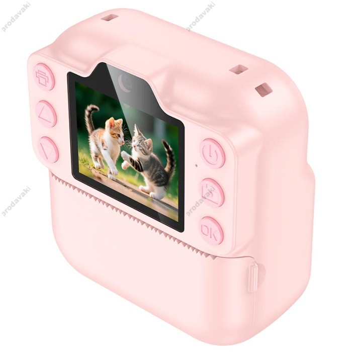 Фотоапарат дитячий з друком HOCO DV211 Dual camera children printing camera 1080p video Pink