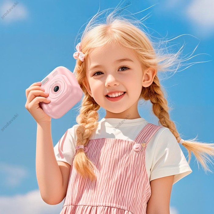 Фотоапарат дитячий з друком HOCO DV211 Dual camera children printing camera 1080p video Pink