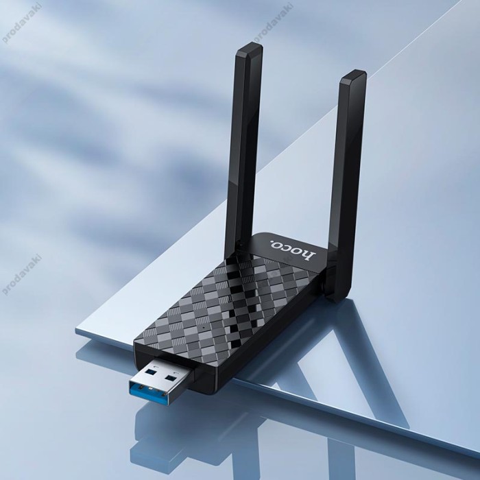 Роутер маршрутизатор Hoco HI34 external dual antenna wireless network card WiFi6 2.4G/5G 600Mbs Black